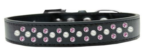 Sprinkles Dog Collar Pearl and Light Pink Crystals Size 14 Black S528-616-7 BK-14