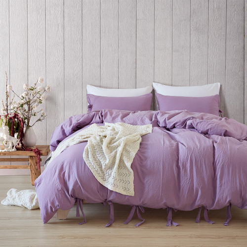 Color: Purple, Size: Queen - Solid Color Tape Bedding Set Q119-CJJJJFCZ00066-Purple-Queen