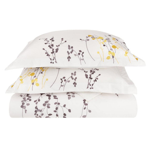 Purple and White Queen 100% Cotton 200 Thread Count Washable Duvet Cover Set N270-528557