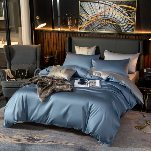 Color: Bentley blue light gray, Size: 1.5bed sheet fourpiece set - Sheet Pillowcase Xinjiang Cotton Q119-CJCZ122922107GT