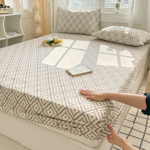 Pattern: Printed Grid, Size Specification: 120x200cm - Pure Cotton Crash Fitted Sheet Thickened Q119-CJYD223287458FU