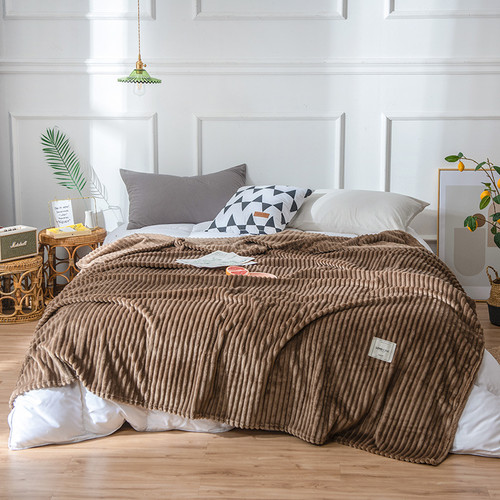 Color: Coffee, Size: 150x200 - Flannel sheets Solid blanket Q119-CJJJJFCZ00025-Coffee-150x200