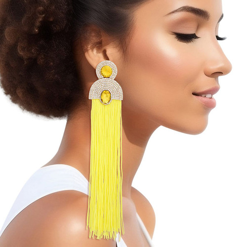Tassel Yellow Long Vintage Glam Earrings for Women T226-9485291422015