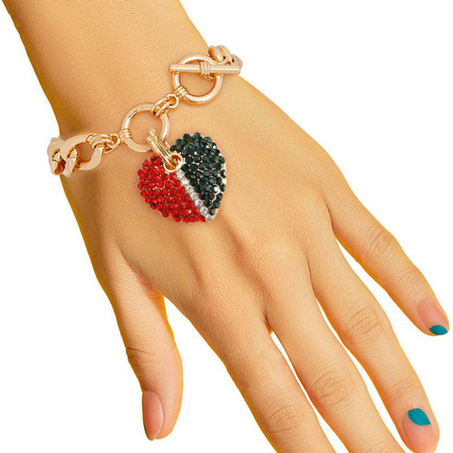 Golden Embrace: Heart Toggle Bracelet T226-9485714719039