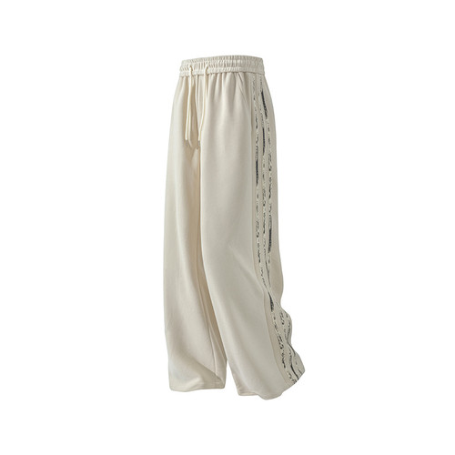 Color: Apricot, Size: M - Retro Side Stripes Draped Pants Men Q119-CJXX211202006FU