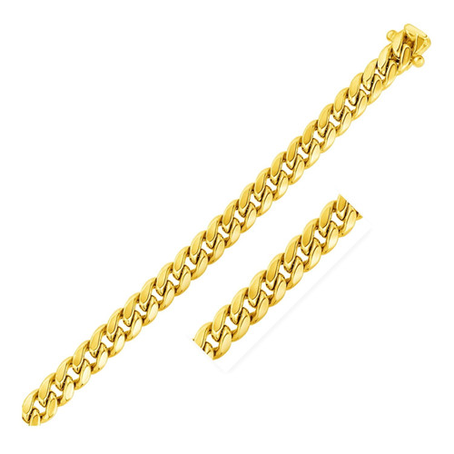 Size: 22 - 14k Yellow Gold Semi Solid Miami Cuban Chain (9.10 mm) P150-04747-22