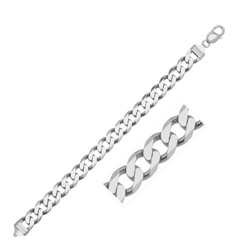 Size: 24'' - Rhodium Plated Sterling Silver Curb Style Chain (10.20 mm) P150-72706-24