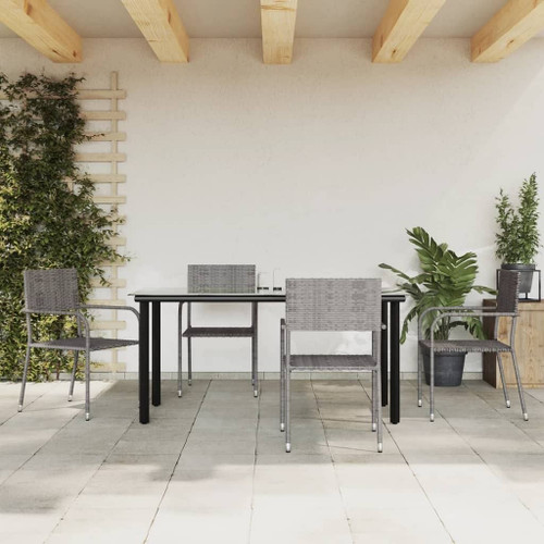 vidaXL Garden Dining Set Grey and Black Poly Rattan and Steel Five Piece A949-3203300