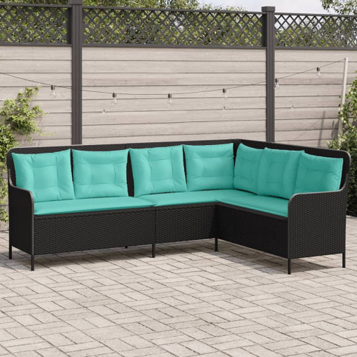 vidaXL Patio Sofa Black, Turquoise A949-369008