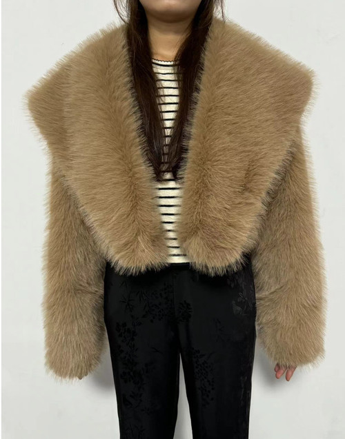 Color: Camel, Size: XL - Fur Coat Women's Long Sleeve Q119-CJYD224929622VE