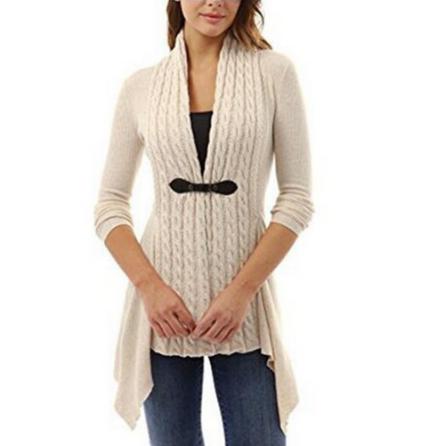 Color: Apricot, size: XXXL - Strap V-neck long sleeve fur collar twist cardigan Q119-CJNSWTQB00273-Apricot-XXXL