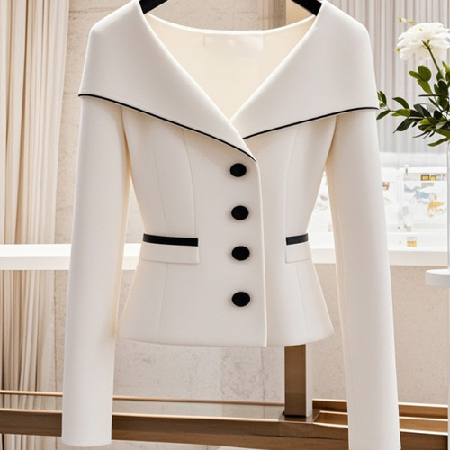 Color: White, Size: M - Elegant Lady Versatile White Coat Q119-CJYD230802902BY