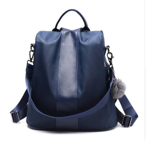 Color: Blue - 2021 new soft leather backpack female large capacity retro wind backpack multi-functi Q119-CJBHNSNS03534-Blue