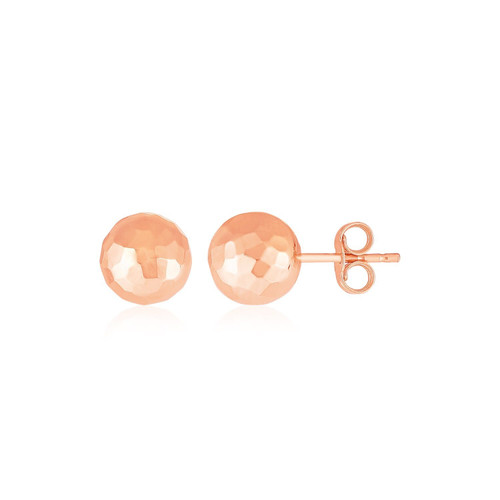 14k Rose Gold Ball Earrings with Faceted Texture(5mm) P150-90645