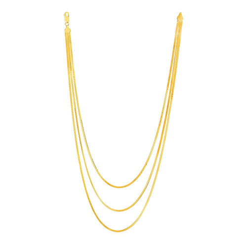 Size: 16'' - 14k Yellow Gold Three Strand Herringbone Chain Necklace P150-72967-16