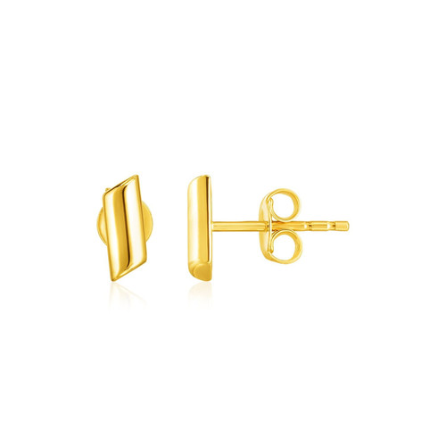 14k Yellow Gold Polished Rectangular Post Earrings P150-65357