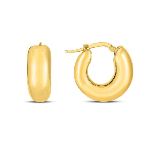 14k Yellow Gold Small Puffy Hoops P150-56268