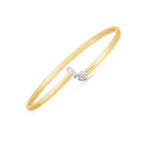 14k Two Tone Gold Diamond Hardware Bangle (3.00 mm) P150-87266