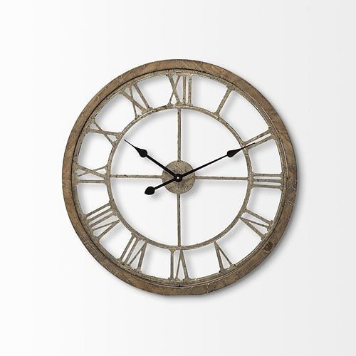 25" Circle Brown Metal Skeleton Wall Clock N270-376253