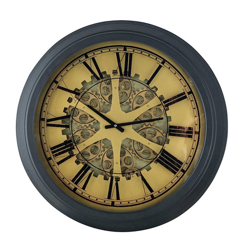 Black and Copper Exposed Gears Round Wall Clock N270-401295