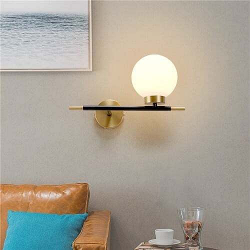 Wholesale Modern Style Black Rod Glass Ball LED Wall Lamp - Right Style A392-flig0018