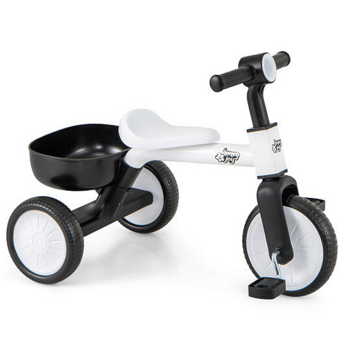 Toddler Convertible Trike with 86?° Limited Steering Angle and Carbon Steel Frame-White B593-TS10174