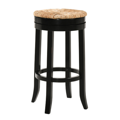 30" Natural And Black Solid Wood Swivel Backless Bar Height Bar Chair N270-516133