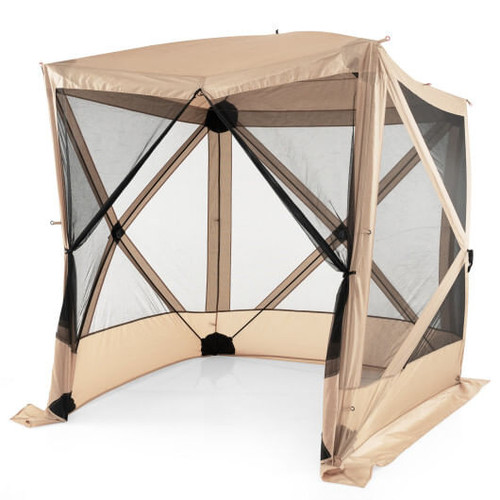 6.7 x 6.7 Feet Pop Up Gazebo with Netting and Carry Bag-Coffee - Color: Coffee D681-NP10676CF
