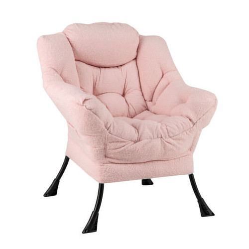 Sherpa Upholstered? Accent Chair? with Cozy Head Pillow-Pink - Color: Pink D681-NP12025PI