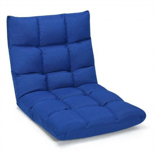 14-Position Adjustable Folding Lazy Gaming Sofa-Blue - Color: Blue D681-HW66636BL