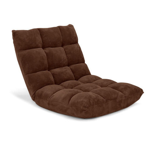 Adjustable 14-position Cushioned Floor Chair-Coffee - Color: Brown D681-HV10355CF