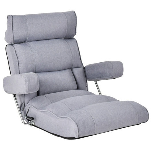 Adjustable Folding Sofa Chair with 6 Position Stepless Back-Gray - Color: Gray D681-HV10119GR
