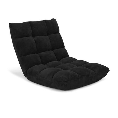 Adjustable 14-Position Floor Chair Folding Lazy Gaming Sofa Chair-Black - Color: Black D681-HV10355HS
