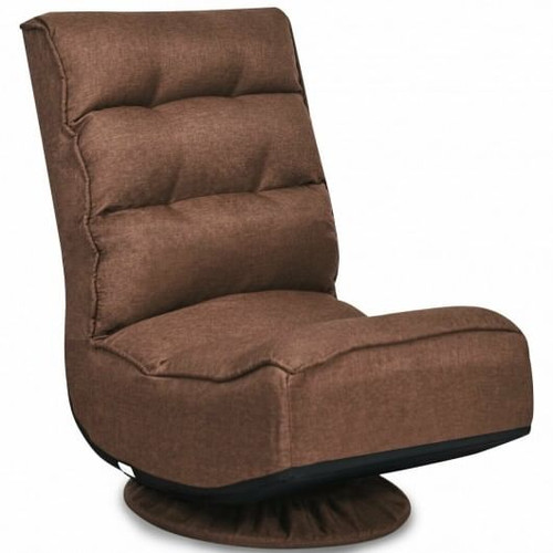 5-Position Folding Floor Gaming Chair-Rustic Brown - Color: Rustic Brown D681-HW65592CF