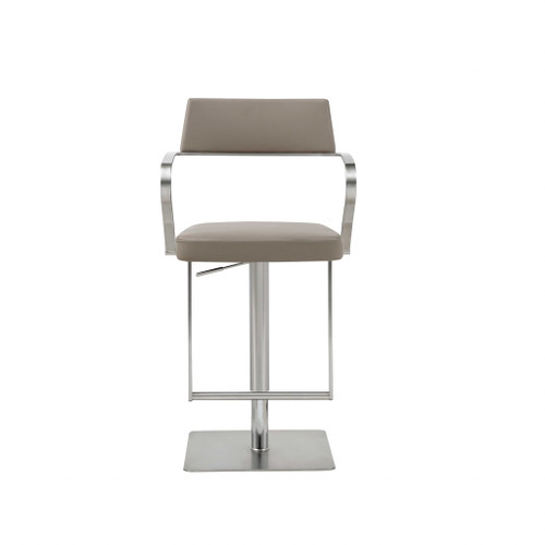 21 " Taupe And Silver Stainless Steel Bar Chair N270-370617
