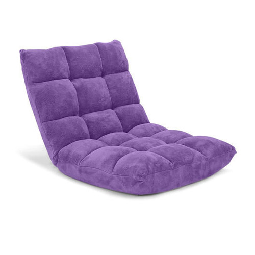 Adjustable 14-position Cushioned Floor Chair-Purple - Color: Purple D681-HV10355VT