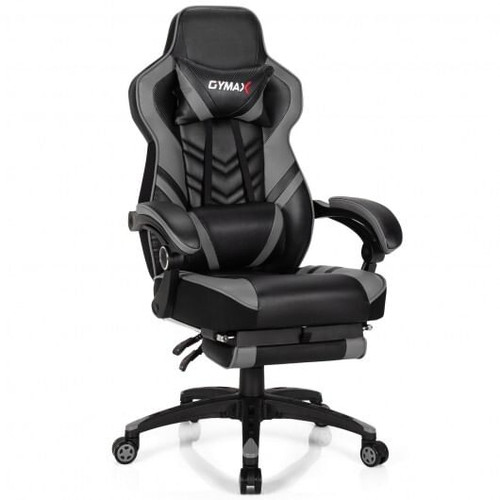 Adjustable Gaming Chair with Footrest for Home Office-Gray - Color: Gray D681-HW67570HS