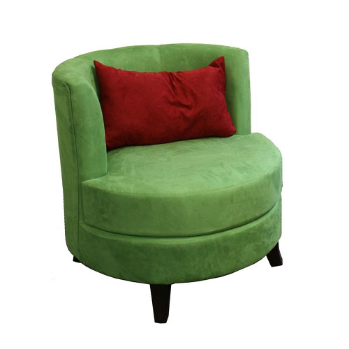 31" Green Microfiber Retro Round Accent Chair with Contrast Pillow N270-470305