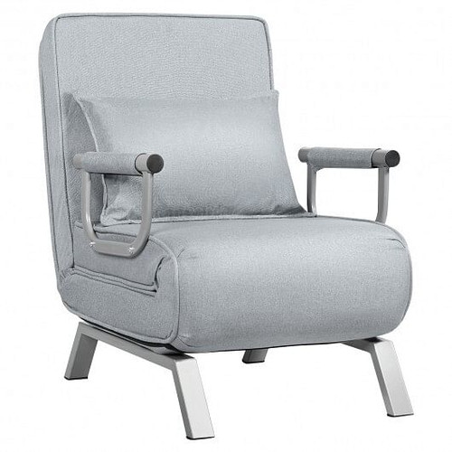 Folding 6 Position Convertible Sleeper Bed Armchair Lounge Couch with Pillow-Light Gray - Color: Li D681-HW66326QH Folding 6 Position Convertible Sleeper Bed Armchair Lounge Couch with Pillow-Light Gray - Color: Li D681-HW66326QH