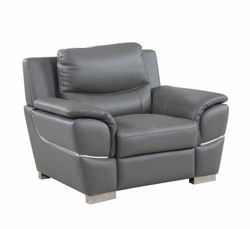 48" Gray and Silver Leather Match Arm Chair N270-329485