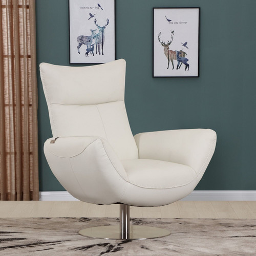 43" White Contemporary Leather Lounge Chair N270-329696