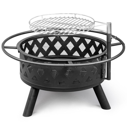30in Outdoor Metal  Fire Pit  with Cooking Grates Black T575-S0671348095 30in Outdoor Metal  Fire Pit  with Cooking Grates Black T575-S0671348095