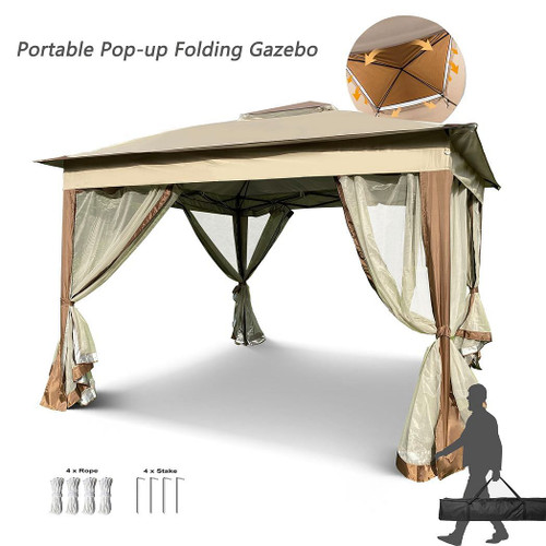 Outdoor 11x 11Ft Pop Up Gazebo Canopy With Removable Zipper Netting,2-Tier Soft Top Event Tent,Suit T575-S0671299708 Outdoor 11x 11Ft Pop Up Gazebo Canopy With Removable Zipper Netting,2-Tier Soft Top Event Tent,Suit T575-S0671299708