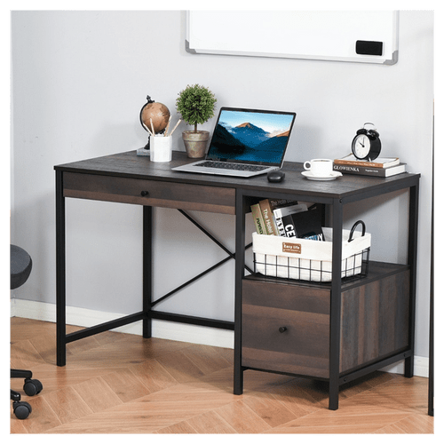 Computer Desk/ Office Writing Desk  -  Walnut Brown T575-S0671348032 Computer Desk/ Office Writing Desk  -  Walnut Brown T575-S0671348032