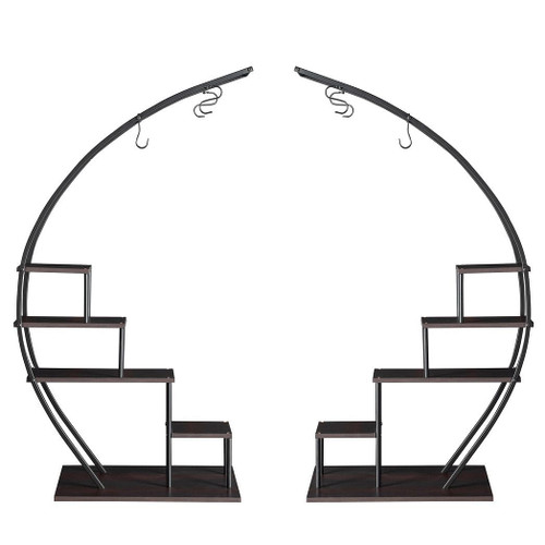 Artisasset  2pcs 5 Layers Semicircle Iron Wood Suitable For Garden Balcony Patio Lawn Home Decorati T575-S0671285813 Artisasset  2pcs 5 Layers Semicircle Iron Wood Suitable For Garden Balcony Patio Lawn Home Decorati T575-S0671285813