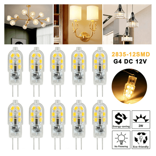 10pcs G4 12SMD Light Bulbs DC 12V Dimmable Warm White 2835 LED Replacment T575-S0671288848