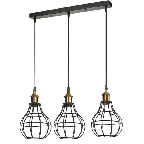 Vintage Industrial Wire Cage Style Retro Ceiling Pendant Light 3 Head Ceiling Lamp~1451 T575-V0671388065 Vintage Industrial Wire Cage Style Retro Ceiling Pendant Light 3 Head Ceiling Lamp~1451 T575-V0671388065