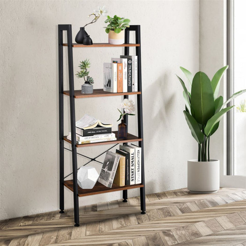 4 Tiers Industrial Ladder Shelf, Vintage Bookshelf, Storage Rack Shelf for Office, Bathroom, Living T575-S0671266988 4 Tiers Industrial Ladder Shelf, Vintage Bookshelf, Storage Rack Shelf for Office, Bathroom, Living T575-S0671266988