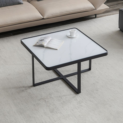 Minimalism Square coffee table,Black metal frame with sintered stone tabletop T575-S0671368663 Minimalism Square coffee table,Black metal frame with sintered stone tabletop T575-S0671368663