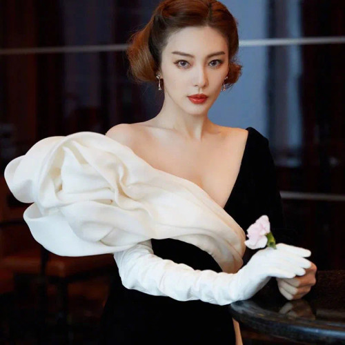 Color: WHITE, Gloves Size: 5 - 50cm New Genuine Leather White Women's High Grade Party Mittens Shee F640-10000014550214055